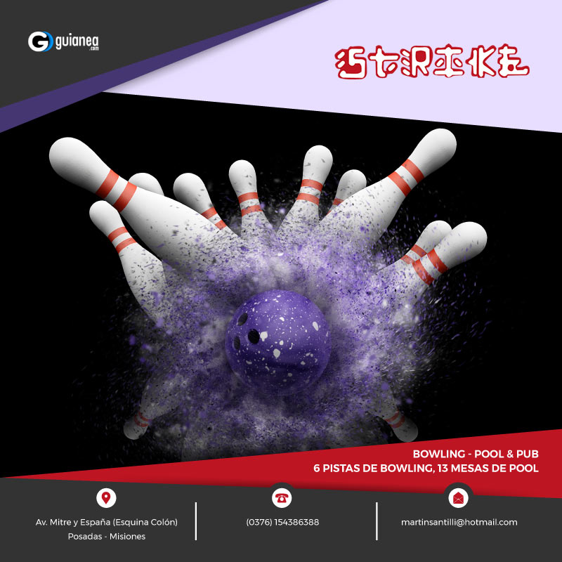 Strike Bowling salon para fiestas bowling bolos mesas de pool Posadas